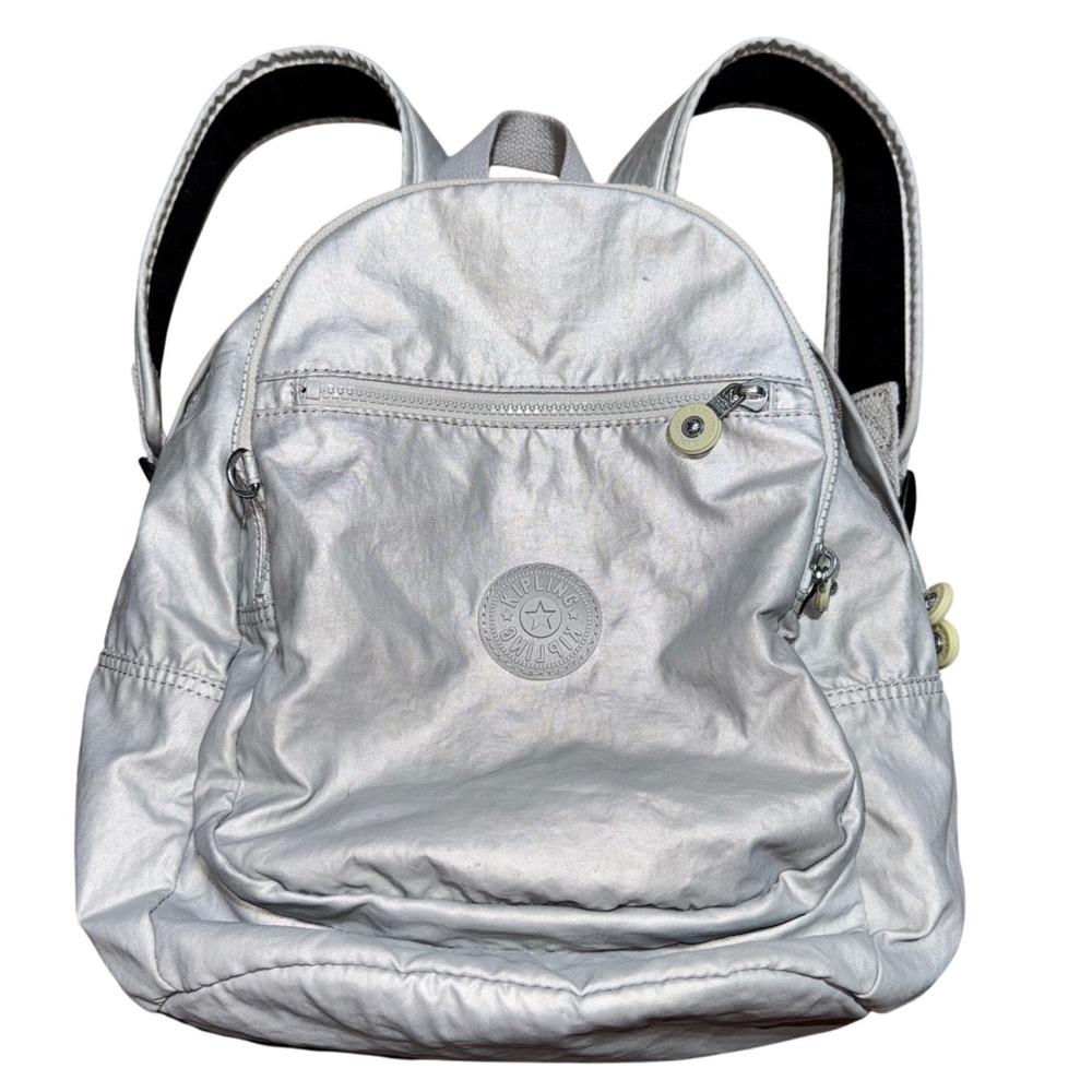Kipling City Pack Small Backpack –‎ Metallic Silver Lightweight Nylon